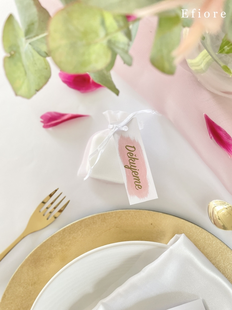 Dárkové dekorační mini mýdlo pro hosty - růžovo/zlaté s vůní na přání