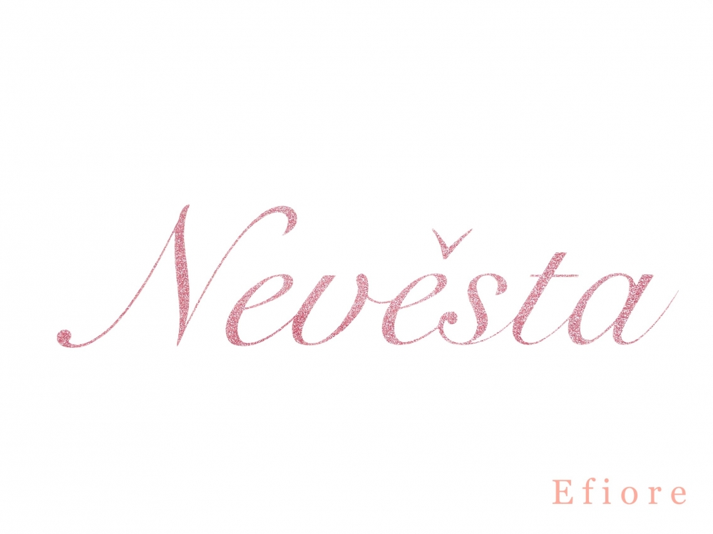 Růžový  glitrový třpytivý nápis Nevěsta/písmo Romantic