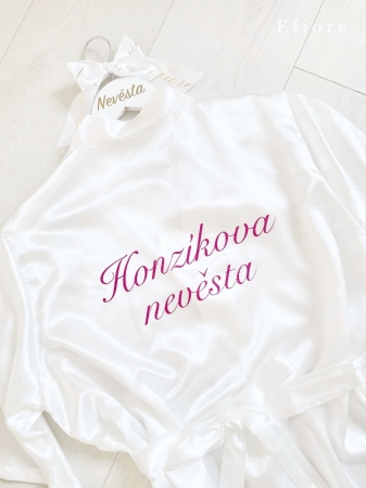 Saténový župan s glitrovým nápisem na přání - dvouřadý nápis