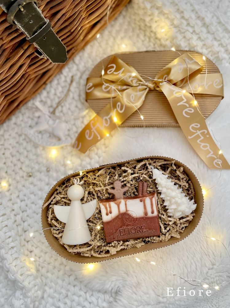 Vánoční skořicový dekorační dárkový box - přírodní oválný