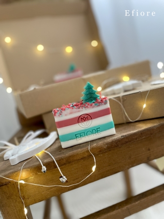 Vánoční stromečkový dekorační dárkový eko box s vůní jablíčka se skořicí - velký