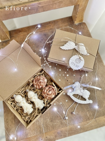 Andělský dekorační vánoční eko boxík provoněný perníčky a jablkem se skořicí/skořicový šnek