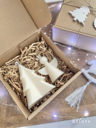 Dárkové balení vánočních svíček v eko boxíku - typ V