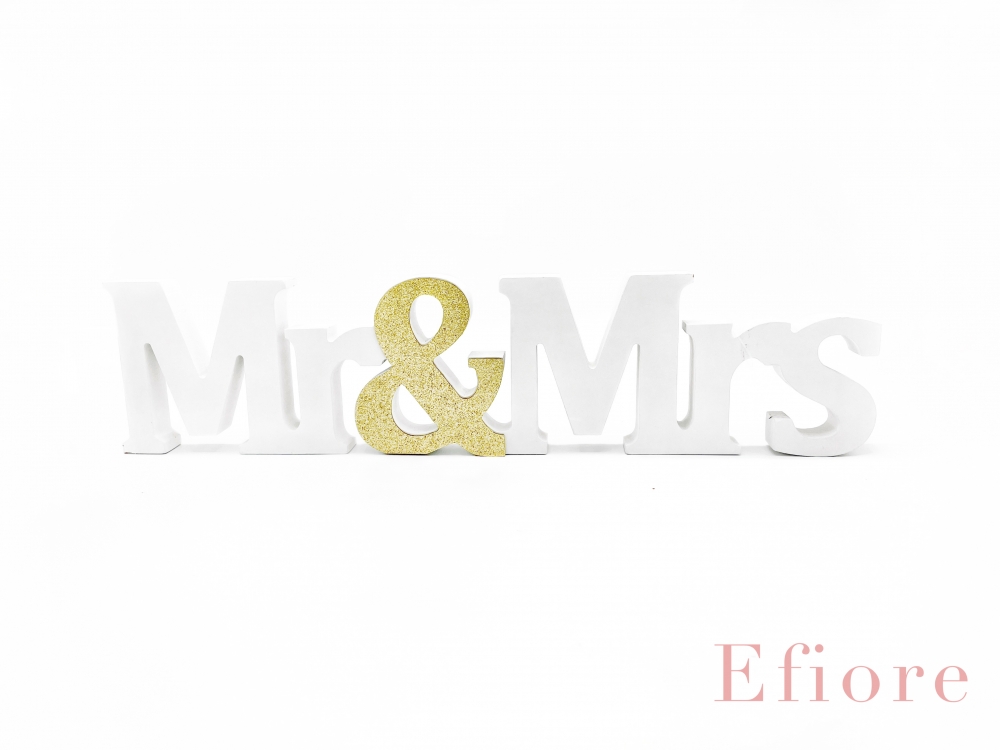 Bílo - zlatý nápis Mr&Mrs