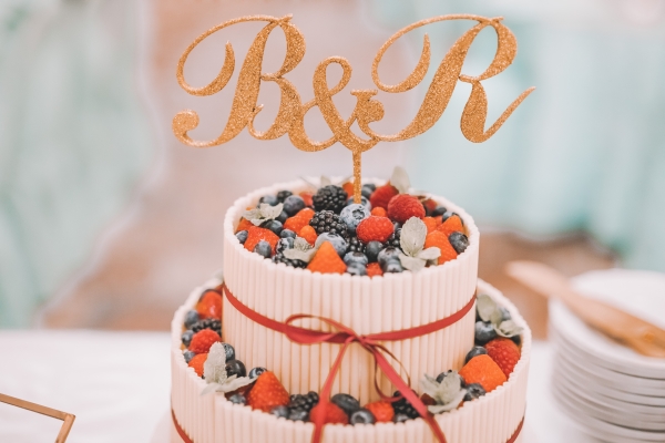 Glitrový zápich do svatebního dortu s iniciály novomanželů - velký