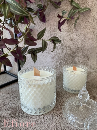 Vonná sójová svíčka ve skleněné dóze s víčkem/střední - vzor 2