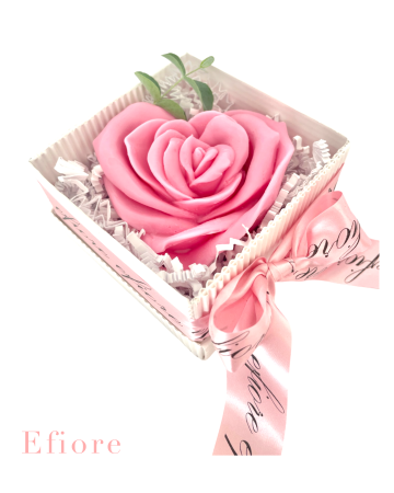 Dárkové balení růže ve tvaru srdce - růžová
