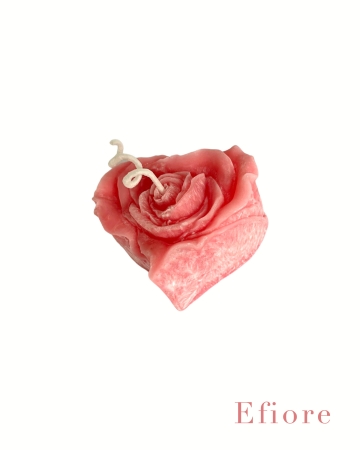 Svíčka růže ve tvaru srdce - z palmového krystalického vosku