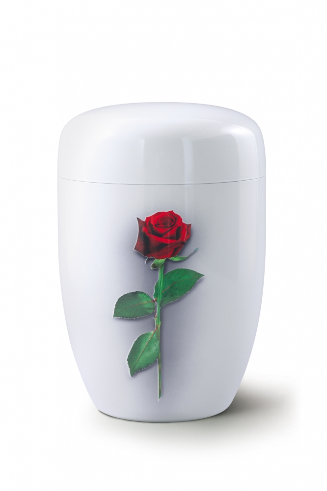 Kovová urna Fleur Blanche s růží