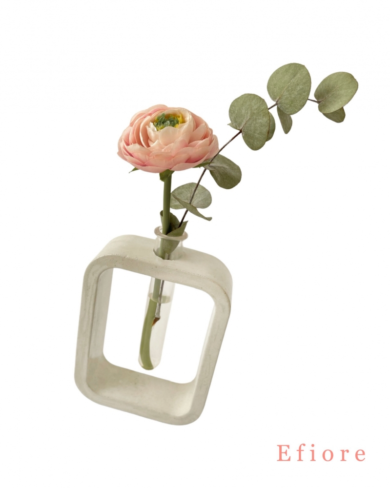 Obdélníková betonová dekorační váza - šedá/vzor 1