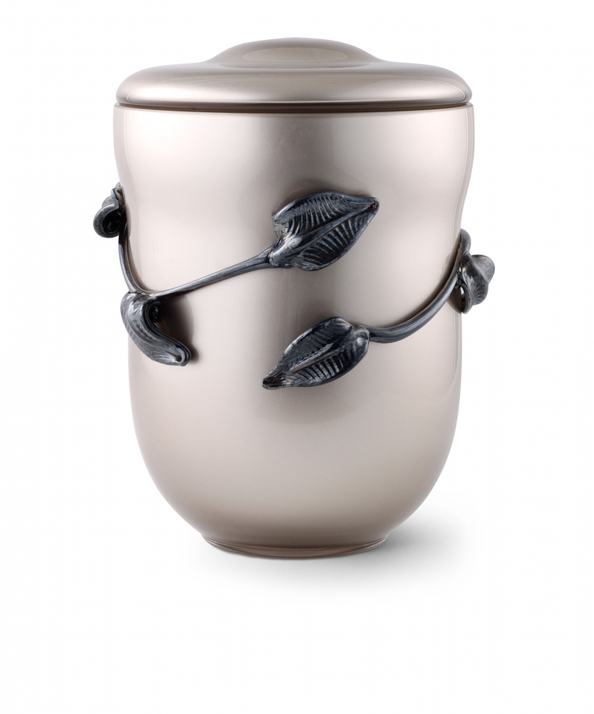 Skleněná urna Murano stříbrná