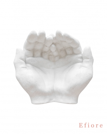 Ruce - dekorační miska z umělého kamene/bílá