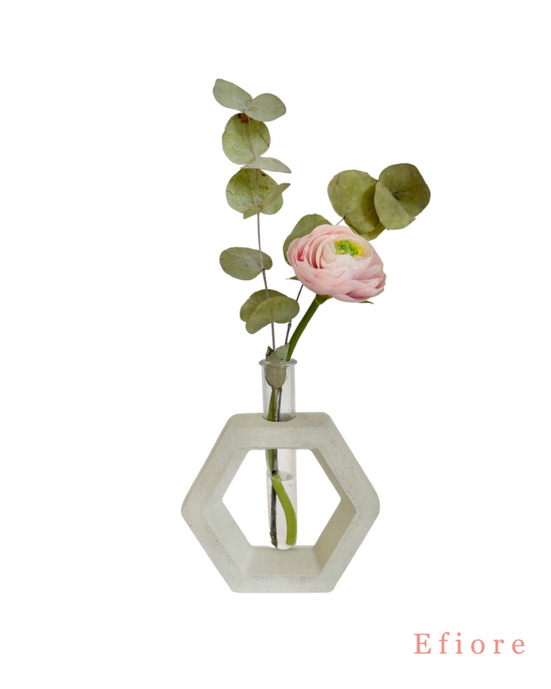 Diagonální betonová dekorační váza - šedá/vzor 4