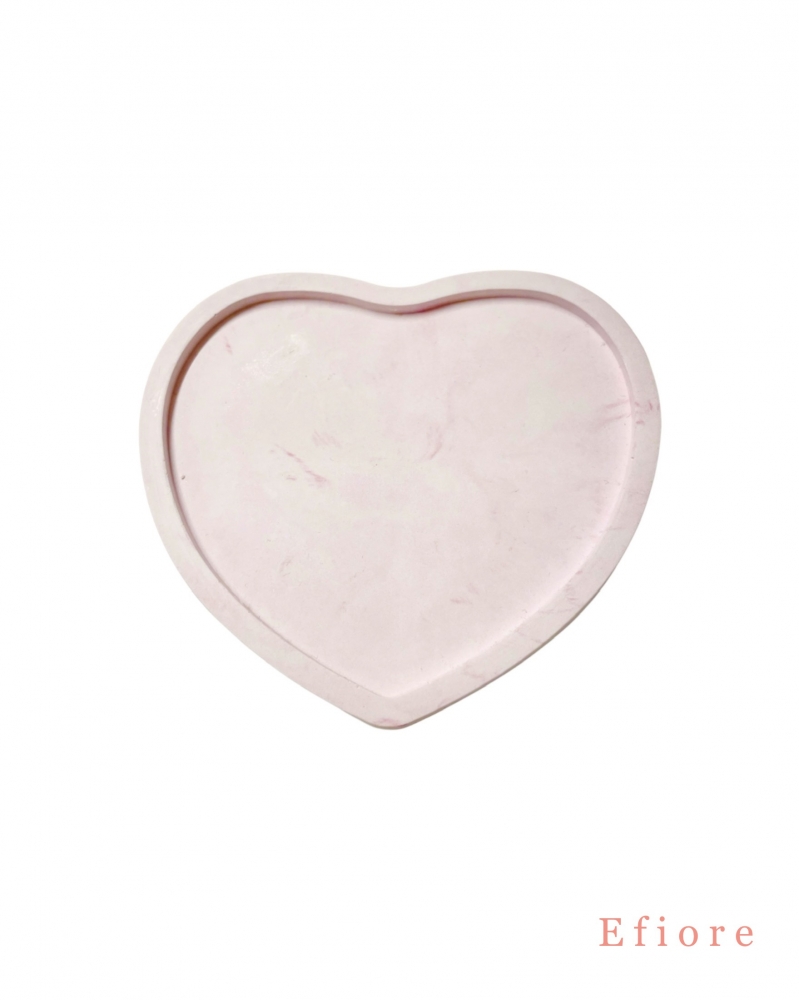 Podtácek z umělého kamene ve tvaru srdce - růžový