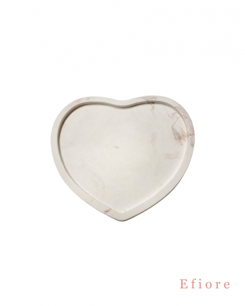Podtácek z umělého kamene ve tvaru srdce - béžový